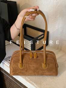 1 件复古绒面革保龄球包，拉链开合，适合日常外出、约会、通勤