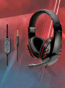 带麦克风的耳罩式有线耳机，3.5 毫米插头，360° 环绕声，适用于智能手机、平板电脑、电脑、游戏音频 Lc、酷炫冷光、亲肤透气外壳 - 均碼 - 查看 13