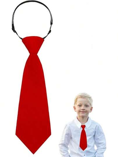 Boys Tie,Red Tie, Pre-Tie Clip On Ties Boys 2-6