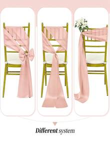 1pc/6pcs/10pcs Rose Gold Satin Chair Sashes Wedding Chair Ribbon Bow Silk Chair Knot Sash Ties For Reception Restaurant Event Banquet Birthday Hotel Party Chair Decoration Sash Bows