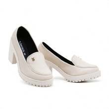 Myrol Outlet Women's Oxford Moccasin High Heel With Metal - 米色 - 查看 6