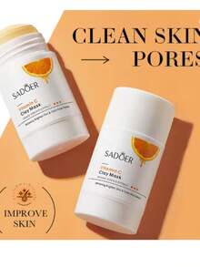 Mascarilla Barro con Vitamina C Limpieza Profunda Poros Control Brillo Detox Revitaliza Reafirma Exfoliación Facial Cuidado Piel Suave - Naranja Coral - Ver 6