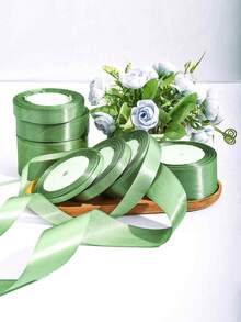 1 卷 22 米，缎带鼠尾草绿色丝带丝绸灰鼠尾草丝带适用于工艺品、毕业礼物包装、蝴蝶结、花束、蛋糕、婚礼邀请卡、派对装饰 - 鼠尾草綠 - 查看 6