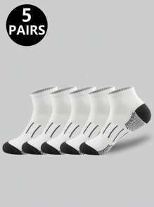 5/10 Pairs Men's Casual Versatile Moisture-Wicking Ankle Socks - Multicolor - View 15