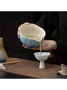 4件套500毫升冰花抹茶茶具，日式抹茶碗带壶嘴，多种颜色可选，精美礼盒，适合送礼、节日、商业和日常使用，可重复使用，抹茶爱好者必备，返校必备 - 彩色 - 查看 12