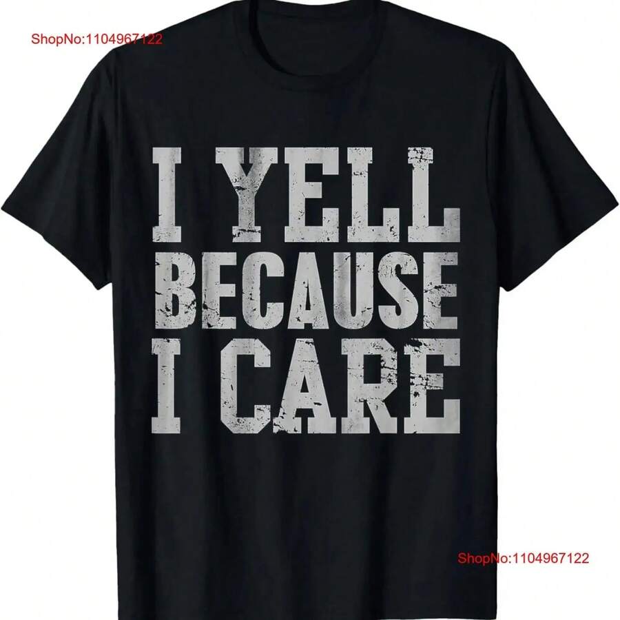 I Yell Because Care  Saying Quote Parents T Shirt Vintage Washed Fashion Breathable Stretched Slightly - 黑色 - 查看 1