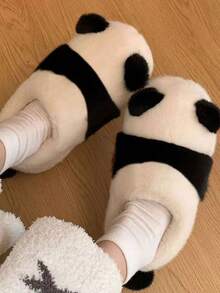 Fashionable Cute Panda Design Slippers, Cartoon Indoor Slippers, Warm & Comfortable Slippers For Women, Couples, Autumn/Winter