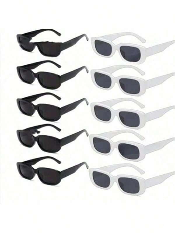 1/10 Stück Vintage schwarze rechteckige Brillen, einfarbige Fotorequisiten für Hochzeiten, Junggesellenabschiede, Rockpartys, Valentinstag Dekorationen, Karneval, Weihnachten, Halloween Modezubehör, Weihnachtsdekorationen, Weihnachtsgeschenke, Festkostüme, Frohes Neues Jahr (leichte Kratzer, beeinträchtigen den Gebrauch nicht)