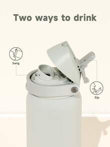 Meoky 40oz Vacuum Insulated Water Bottle with 2-in-1 Straw and Spout Lid, Insulated Cup, Keep Cold 24H, Leak-Proof, Fits in Car Cup Holder, Stainless Steel Tumbler for Sports, Travel, and School - 白色 - 查看 5