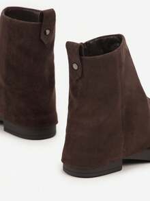仿麂皮翻边踝靴 - 棕色 - 查看 6