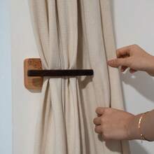 1pc Wooden Curtain Tie Back - U-Shaped Wall Mounted Curtain Hooks, Suitable For Home And Outdoor Decor, Natural Wood Grain Finish, With Hooks, Curtain Rope - Multicolor - View 6