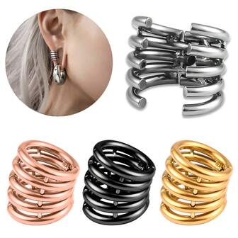 1pc Hot 00g Stacker Rings Lobe Cuff Ear Gauges Plugs Ear Tunnels Stretcher Earring Clip On Cartilage Wedding Body Jewelry Women Gift