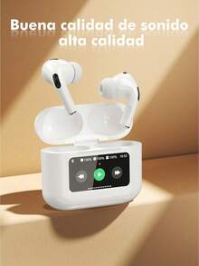 Los auriculares inalámbricos Bluetooth Audiofonos Bluetooh para iPhone, con pantalla táctil LCD a todo color, ofrecen cancelación de ruido nítida, calidad de llamada ultra HD y batería de larga duración, lo que los hace perfectos para el uso diario. Cuentan con orejeras semiabiertas y diseño táctil. - Blanco - Ver 8