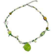 Green Apple Pendant Necklace Cute Sweet Beaded Choker Niche Design Clavicle Chain Suitable For Men And Women Daily Wear Gift For Friends - vòng cổ trái cây xanh - Xem 5