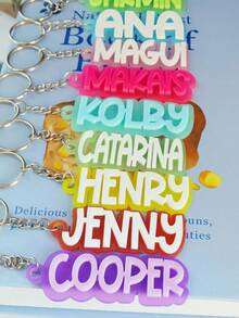 Chaveiro de acrílico personalizado com nome Blod, crachá de acrílico, crachá de mochila, bolsa de fraldas, chaveiros com nome personalizado, crachá de lancheira, chaveiro retrô com nome para o Dia de Ação de Graças, presentes de Natal para crianças, família, namorada, mãe - prateado - Ver 9