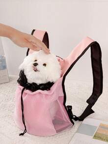 1pc New Simple Pet Bag Dog Cat Pet Backpack Top Hole Adjustable Exposed Chest Bag Small And Medium Pet Outing Bag Portable Mesh Breathable Wide Shoulder Strap Pet Backpack Shoulder Strap Adjustable All Seasons Available