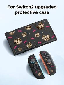 1 pieza Funda protectora con diseño de lazo y estampado de leopardo, compatible con Switch 2 (2025), para Nintendo Switch NS/Switch OLED/Lite, adecuada para accesorios de consola de juegos Switch 2, bolsa de almacenamiento, funda protectora para Switch, regalo romántico para jugadores de Switch - Multicolor - Ver 6