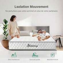 140x190cm Double Mattress, 28cm High, Hybrid Memory Foam Mattress With Pocket Springs, Pressure Relief - White - View 7