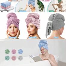 1pc/2pcs/3pcs Women's Large Size Microfiber Hair Towel, Soft Quick-Dry Headband With Elastic Edge For Wet Curly Long Hair, Anti-Frizz Microfiber Towel,Travel Essentials,Travel Essential,Hairstyle,Hairdressing,Hair,Travel,Hair Products,Hair Tools,Hair Stuff,Barber,Barber Accessories,Barbershop,Hairdressing Equipment - Multicolor - View 3