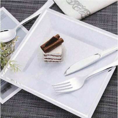 150-delars silverbestickset - Återanvändbara gafflar, skedar, knivar för fest, utomhusbruk, familjesammankomster, bröllop, födelsedag, helgdag, halloween, julklapp, kök. Hållbart och lätt att rengöra porslin - Perfekt festtillbehör