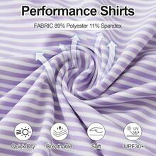Golf Shirts For Men - Moisture Wicking Short Sleeve Performance Sport Casual Striped Collared Mens Polo Shirt-2025 - Sọc tím - Xem 9