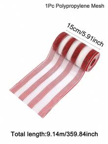 1Roll 10 Yards Christmas Mesh Ribbon For Wreaths, Christmas Tree Toppers, Beige White Gold Glitter Foil Decorative Mesh Rolls For DIY Wreath Bow Ribbon Christmas Tree Decor Seasonal Craft&Home Decor Christmas Decorations 2025 Room Decor Winter Christmas Decorations Home Christmas Gifts Christmas Decor