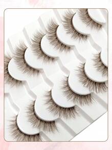 Asiteo 7对装棕色日常魅力透明蓬松长款猫眼假睫毛，自然妆效，透明睫毛梗，整条假睫毛，加长假睫毛，化妆假睫毛，假睫毛，睫毛，假睫毛 - 眼尾拉長款 - 查看 3