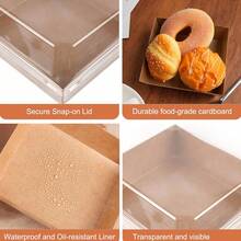 5.3x 4.9 X 2.4 Inches Paper Cake Boxes With Clear Lids, 50 Pack Square Disposable Bakery Boxes To Go Food Containers For 3-4 Inch Cake, Pie, Dessert, Cupcake, Charcuterie, Cocoa Bomb (Brown) - 棕色 - 查看 7