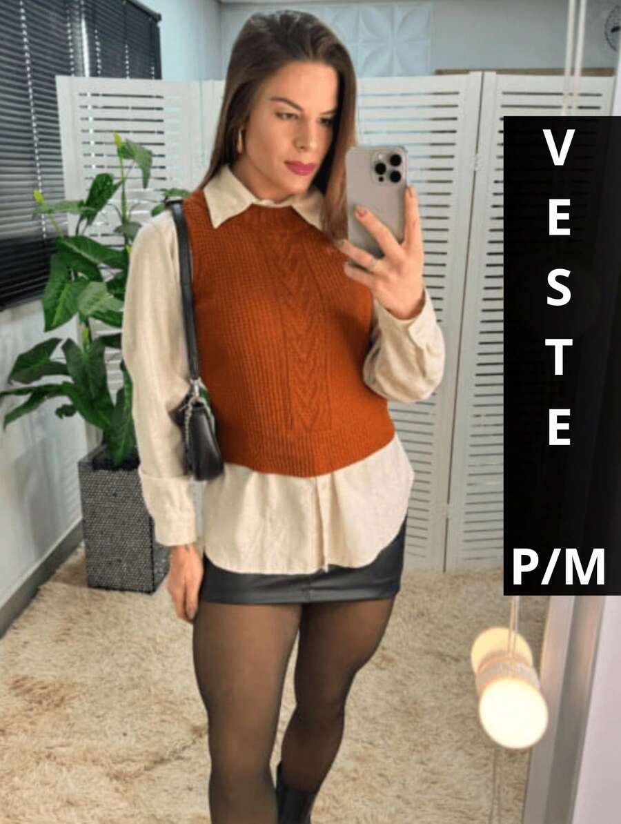 Women Sweater Vests - Lạc đà - Xem 1