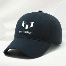 MESSI Logo Baseball Cap - High-Quality, Soft, Comfortable, Breathable, Adjustable Sun Hat For Men & Women - Stylish Black With White Emblem, Perfect For Spring & Summer Outdoor Activities - 灰色 - 查看 5