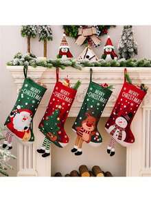 1 pièce - Décoration de fête de Noël Père Noël Bonhomme de neige Renne Petites chaussettes vintage Ornements à suspendre pour sapin de Noël Bas de Noël Sacs cadeaux Sacs à bonbons Fournitures pour célébration des fêtes, Décorations de Noël Décoration de chambre hivernale