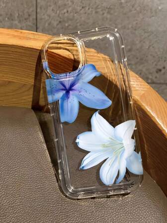 1 Pair Summer Blue Lily Flower Pattern Transparent Airbag Anti-Drop Full Coverage TPU Phone Protective Case Compatible With IPhone 17/16/11/12/13/14/15/15 Pro/15 Plus/15 Pro Max/7 Plus/8 Plus/X/XS Max/XR/11 Pro/12 Pro/13 Pro/14 Pro/12 Mini/13 Mini/11 Pro Max/12 Pro Max/13 Pro Max/14 Pro Max/14 Plus/6/6S/6 Plus/7/8/16 Pro/16 Plus/16 Pro Max/SE & Compatible With Samsung Galaxy A54/A14/A12/A13/A15/A32/A33/A24/A52S/S20/S21/S22/S23/S24/S23 Plus/S24 Ultra/S25/A15/A33/A23