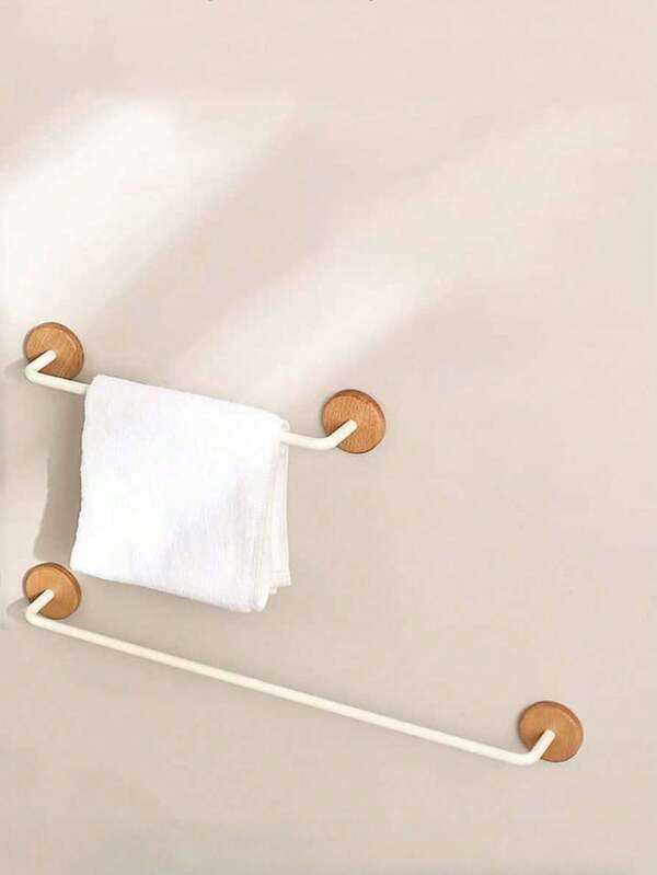 1 pieza Estantería de toallas de estilo de madera, organizador colgante de baño, estantería de almacenamiento de toallas de tocador sin taladrar