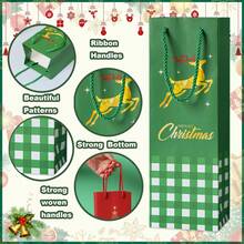 5 pachete de 10 pungi cadou pentru sticle de vin de Crăciun, 5 modele, inclusiv Moș Crăciun, ren, brad de Crăciun, om de zăpadă, acadea, pungi cadou pentru sticle de vin de sărbători, aprovizionare vrac, pentru ambalarea sticlelor de vin de Crăciun.