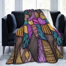 [Warm Nightmare Blanket] Soft, Warm 1pc Nightmare Before Christmas Flannel Blanket | Vibrant Patchwork Design, All-Season Throw, Perfect For Sofa, Camping, Halloween & Christmas Decorations - 50*60 inch - Xem 2