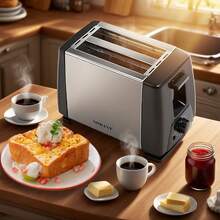 Retro Aesthetic Silver Black Color Blocked Stainless Steel Toaster Oven Combination - Baking, Baking And Baking Bread, Home Breakfast Capacity Below 500mL, 6-7 Timed Gear Settings, Detachable Breadcrumb Tray, Kitchen Countertop Decoration Suitable For Small Spaces - US A Type Plug(110-127V) - View 3
