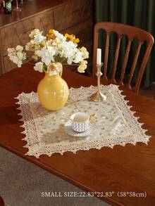 1 件双层面料、刺绣、水溶性蕾丝、金色亮片、高端优雅桌布、桌垫、餐垫、野餐垫、厨房、餐桌、书桌、咖啡桌、梳妆台、装饰、家居装饰的礼物，适用于客厅、咖啡桌、卧室、庭院、室内和室外、别墅、派对、户外家具、露营、节日、聚会、橱柜、家庭聚会、节日装饰、派对和婚礼装饰，提供各种桌布尺寸 - 彩色 - 查看 6