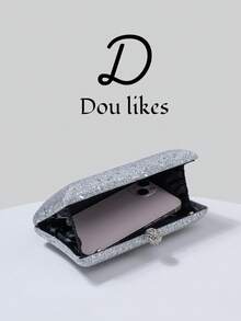 Elegant Women's Silver Sequin Evening Clutch - Polyester Lining, Shimmering Glamorous, Sophisticated Evening Clutch Bag With Metal Chain, Perfect For Parties, Weddings, Galas, Cocktail Events - Dazzling Handbag With Detachable Metal Strap