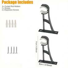 2 件/4 件重型金属黑色单窗帘杆支架，适用于 25-28 毫米壁挂式窗帘杆