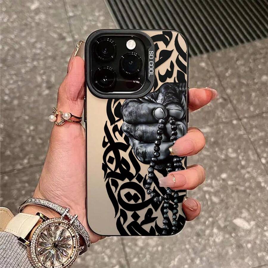 Ốp điện thoại khắc họa tiết Hồi giáo, cá nhân hóa, tương thích với iPhone 16 Pro Max, 15/14 Plus, 13, 12, 11. - Khung đen Xám bạc - Xem 1