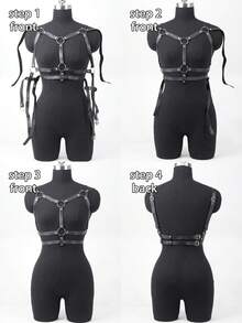 Leather Cage Bra Harness,Casual Chest Bra Harness PU Leather,Festival Club Wear,Leather Chest Harness For Women - Black - View 9