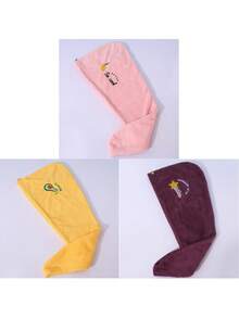 3/2/1件装加厚珊瑚绒卡通刺绣吹风帽，吸水三角干发巾，发帽，浴帽，护发产品及配件，适用于理发店、美容院、旅行、返校季、度假、女士发饰，也适用于美容院、酒店、运动、居家、毛巾、护肤干发巾 - 彩色 - 查看 45