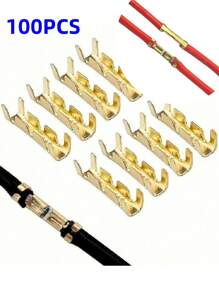 50/100个双头端子、对接连接器和端子/接线盒 - 金色 - 查看 2