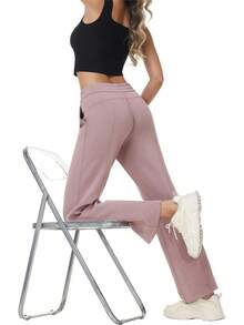 2 Pcs Set Women's Soft Rayon Sweatpants Lightweight Breathable Workout Trousers With Adjustable Shockcord - 彩色 - 查看 5