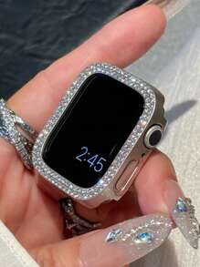 2个闪亮水晶水钻保护壳，双层硬质PC超薄外壳，兼容 38/40/41/42/44/45/46/49mm，适用于 Series Ultra/SE/11/10/9/8/7/6/5/4/3/2/1，智能手表保护壳配件，粉色+星空