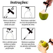 Furador de Coco - Perfurador Manual Prático - Abridor Inox Clink - Preto - Visão 7