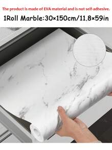 1 Roll Marble Shelf Liner For Kitchen Cabinets Non-Adhesive Drawer Liners Refrigerator Liner Non Slip Cabinet Liners For Shelves EVA Waterproof Cupboard Liner For Bathroom Kitchen Pantry - Multicolor - View 3