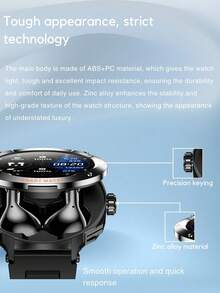 EFFEOKKI TWS 二合一智能手表带耳塞 - 锌合金边框，1.46 英寸圆形显示屏，无线通话功能，音乐播放，NFC，多种运动模式，健身追踪，兼容 Android 智能手机 - D13/Black Strap/Zinc Alloy Bezel - 查看 3