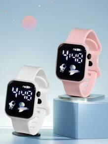 2 件/1 件全新 LED 显示屏数字电子手表自行车游泳骑马椰子树 8 字形扣表带简约时尚度假风格情侣手表情人节节日礼物生日礼物万圣节、圣诞节、情人节、母亲节、节日礼物的最佳选择