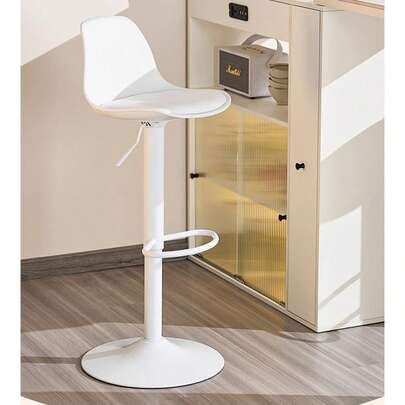 カウンターチェア 回転 昇降式 PUレザー ハイチェア 背もたれ バースツール ダイニングチェア キッチン 回転椅子 ハイスツール 足置き 高さ調節可能 (2脚セット-ブラック) (ホワイトー2脚セット)